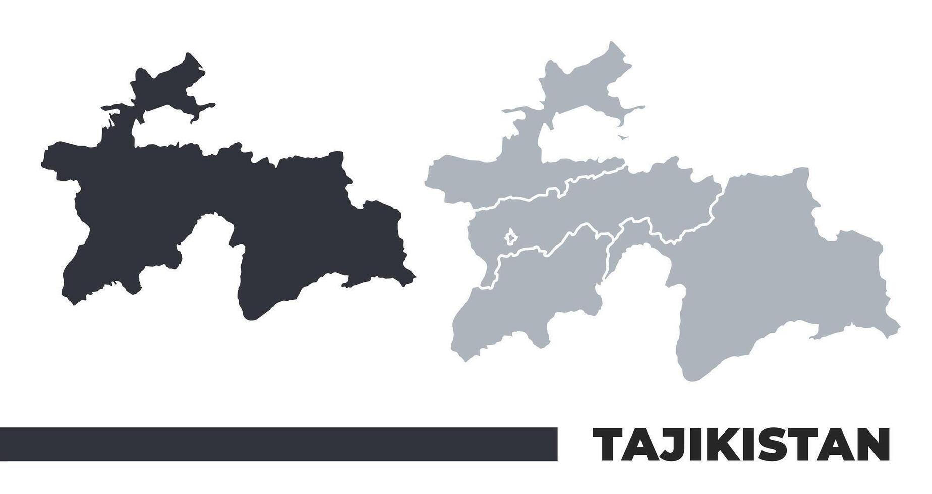 Tajikistan flat and border outline maps vector