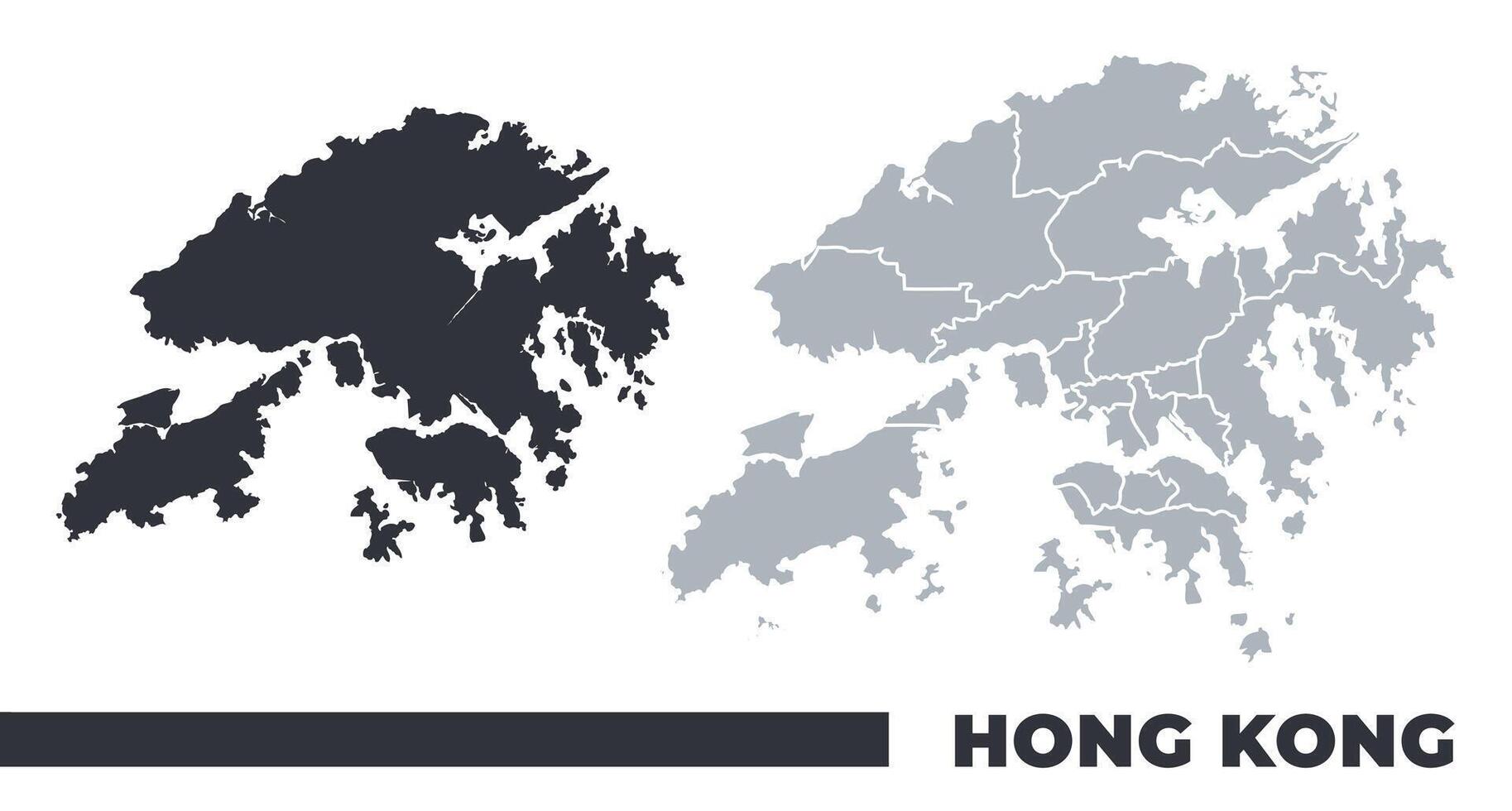 Hong Kong flat and border outline maps vector