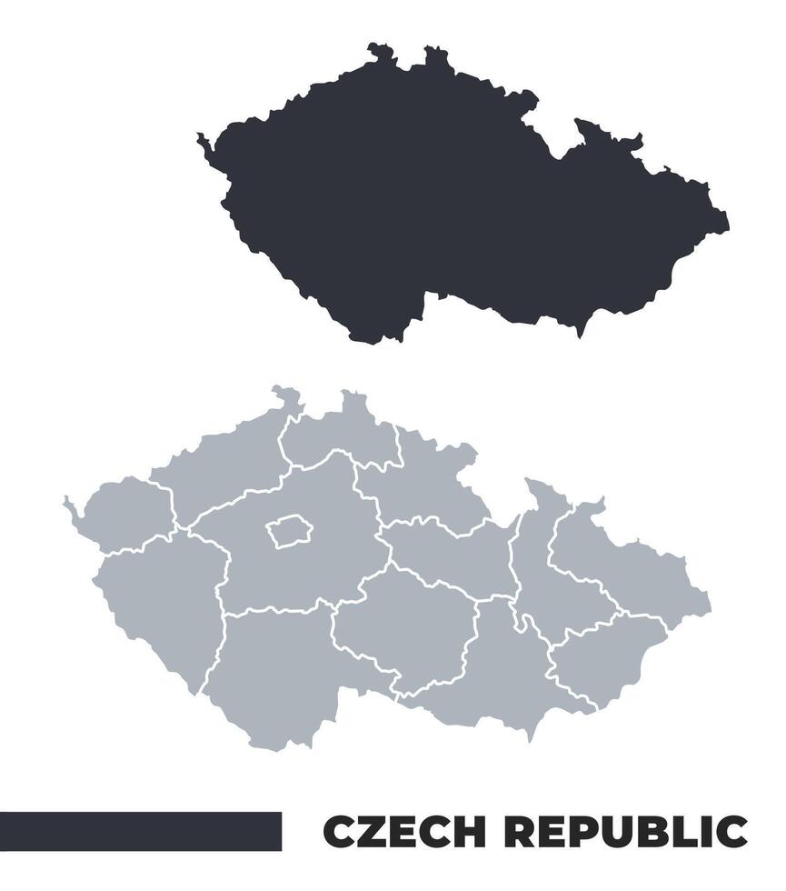 Czech Republic flat and border outline maps vector
