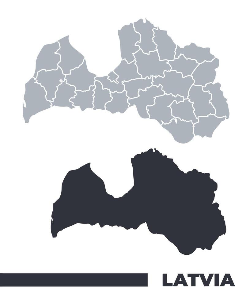 Latvia flat and border outline maps vector