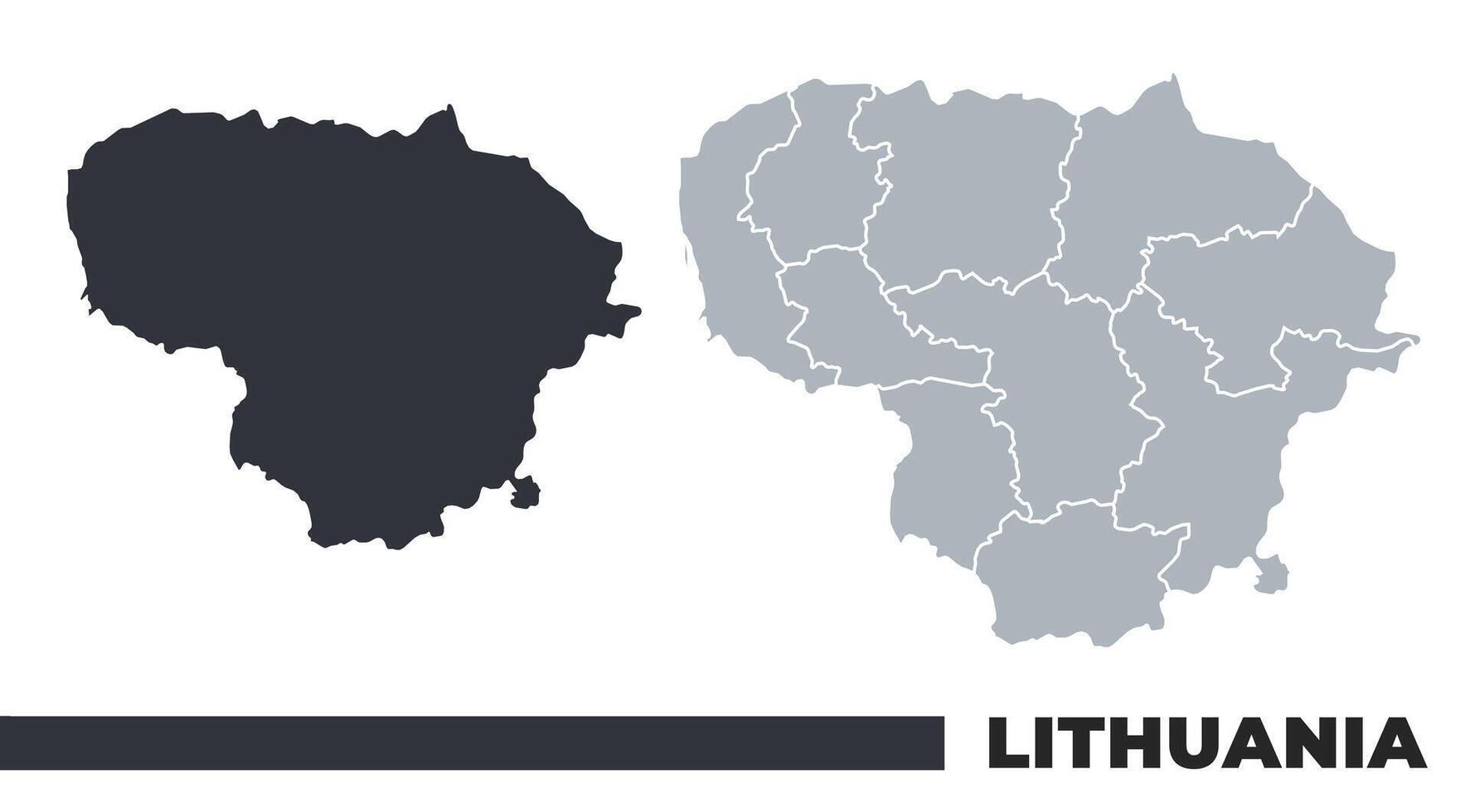 Lithuania flat and border outline maps vector