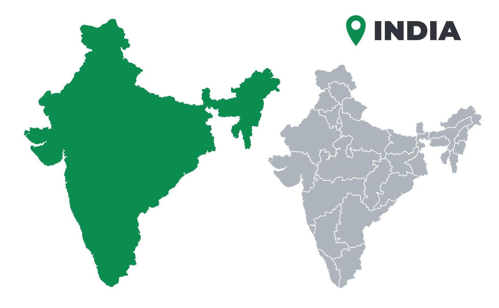 India map simple flat outline set vector