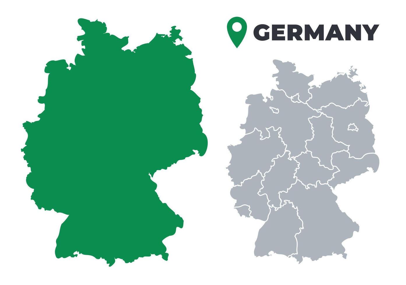 Germany map simple flat outline set vector