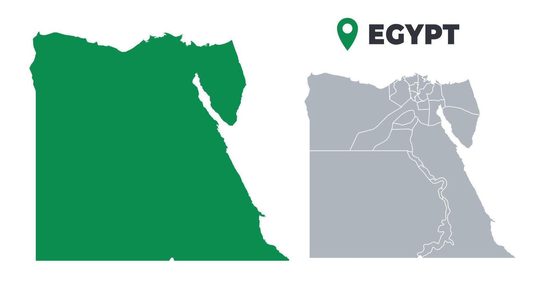 Egypt map simple flat outline set vector