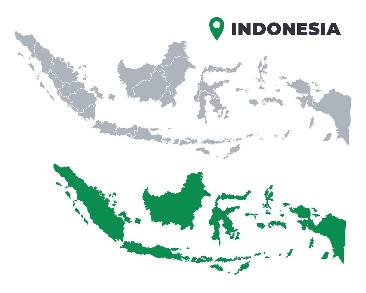 Indonesia map simple flat outline set vector