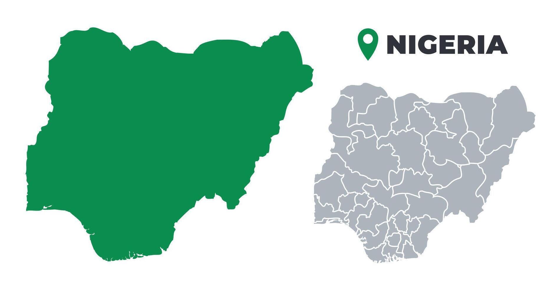 Nigeria map simple flat outline set vector