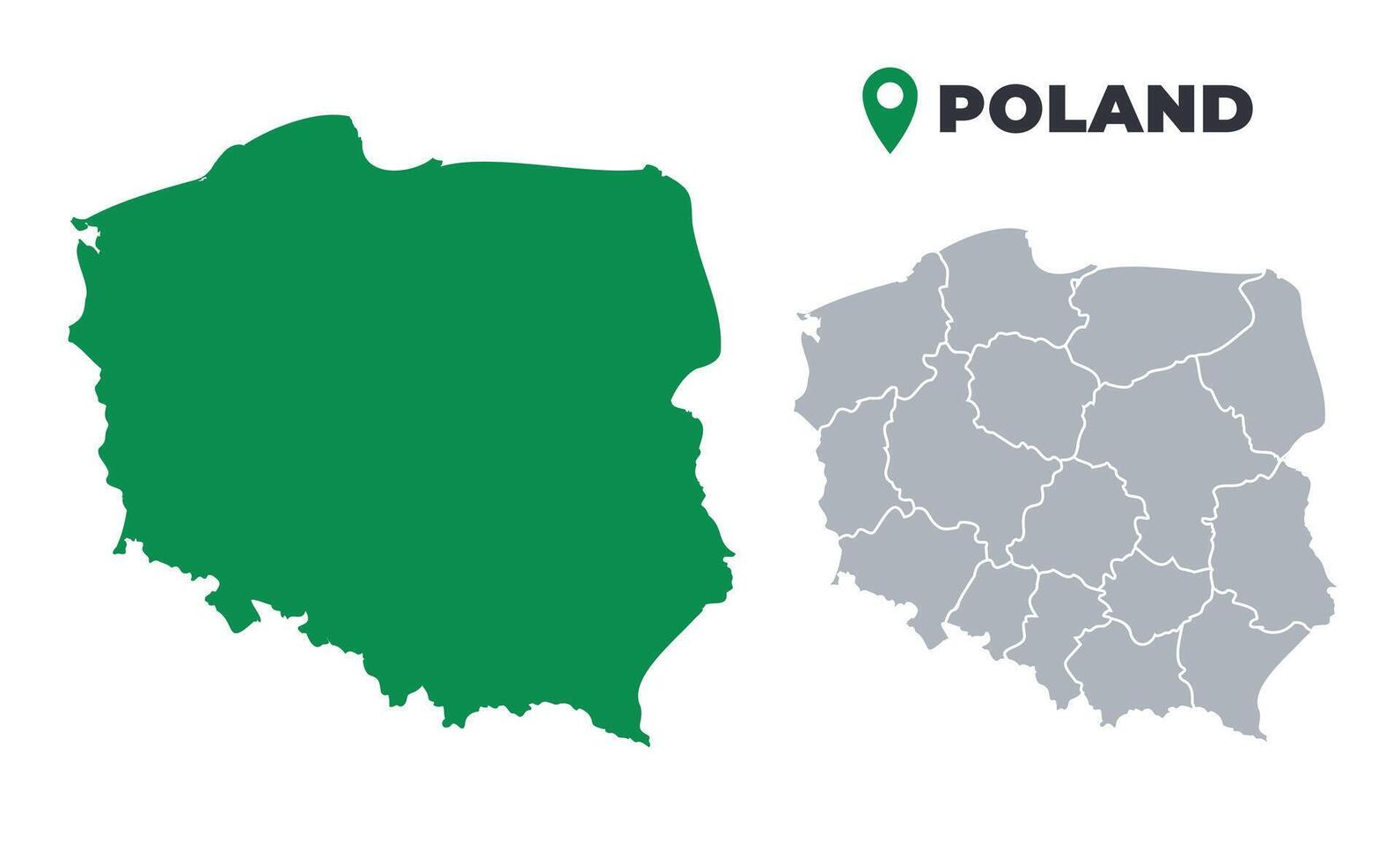 Poland map simple flat outline set vector