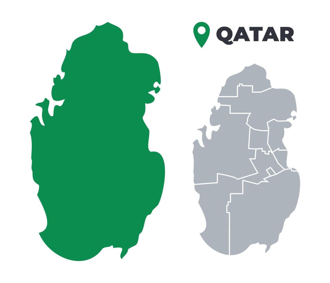Qatar map simple flat outline set vector