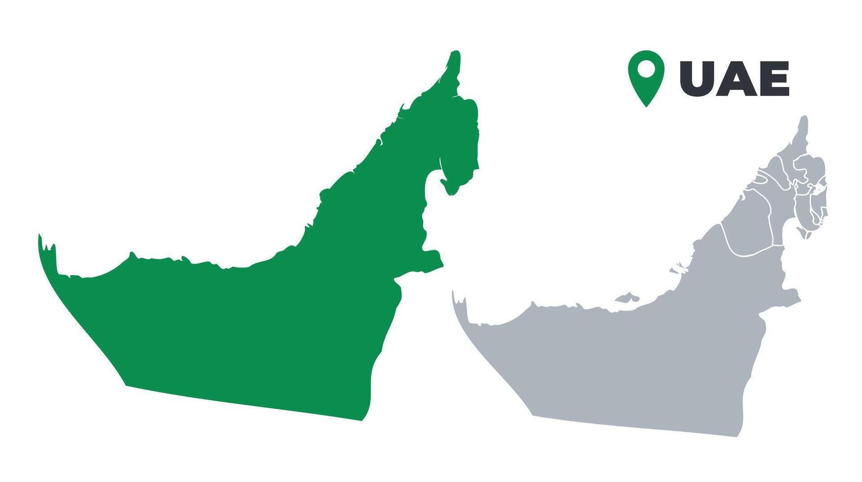 United Arab Emirates map simple flat outline set vector