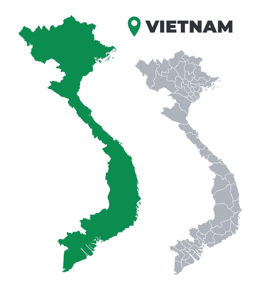 Vietnam map simple flat outline set vector
