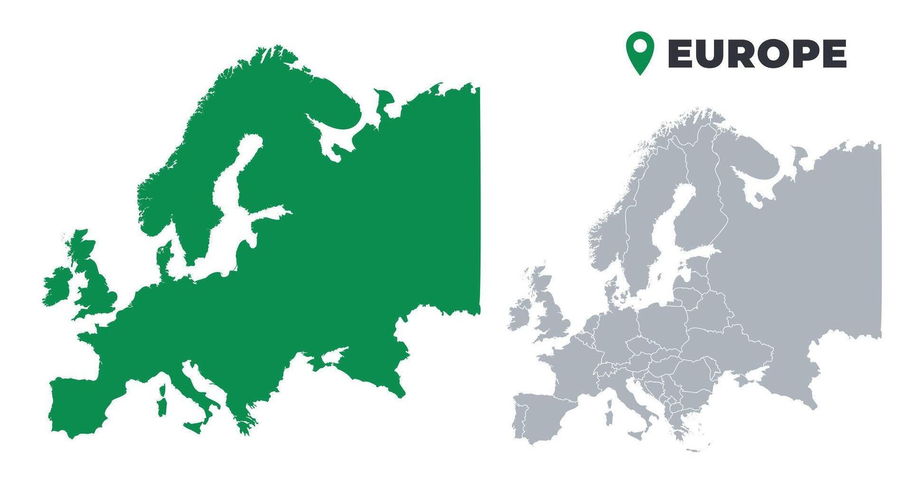Europe map simple flat outline set vector