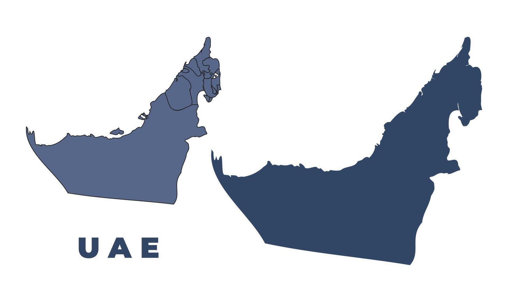 United Arab Emirates flat and outline map set vector