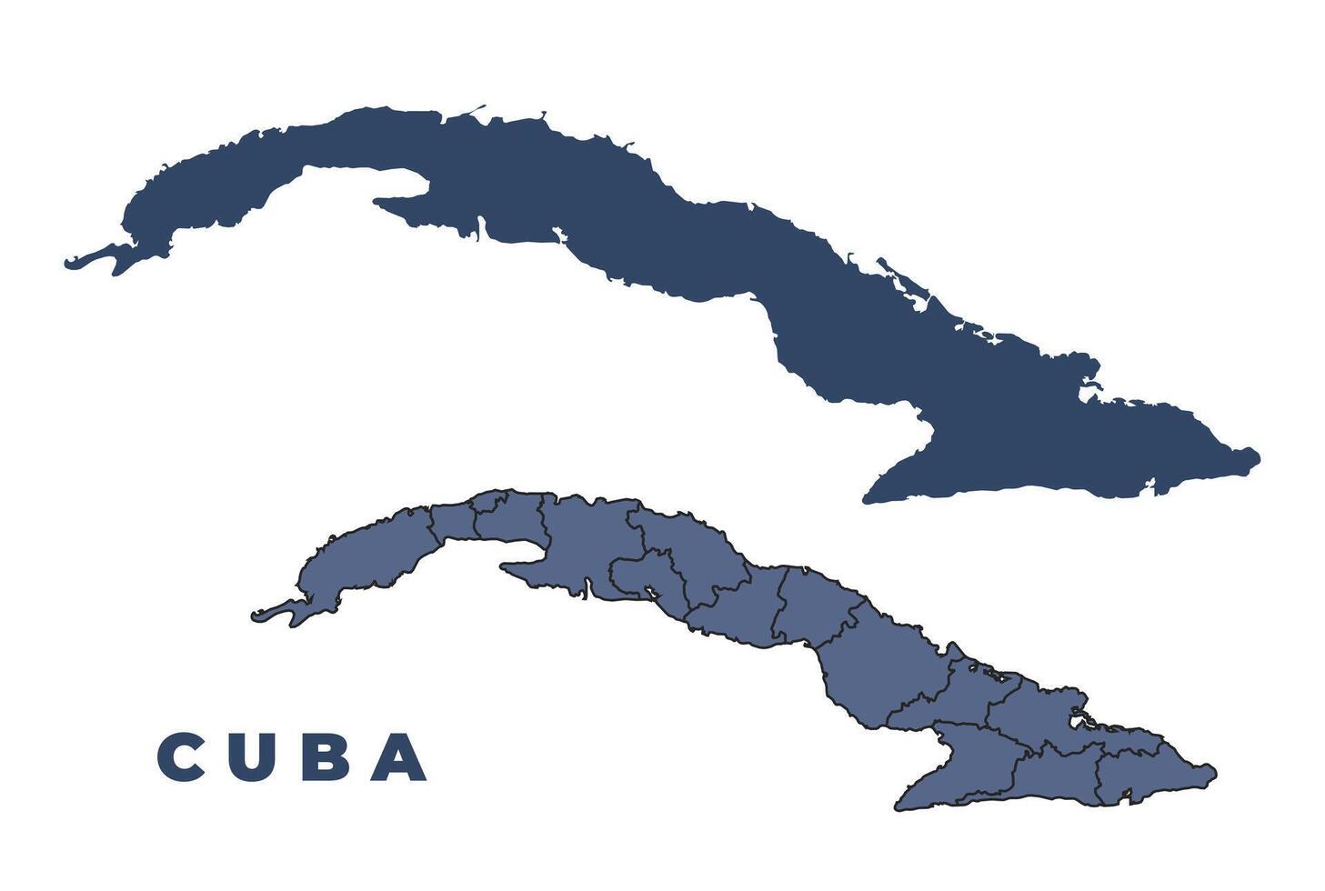 Cuba flat and outline map set vector