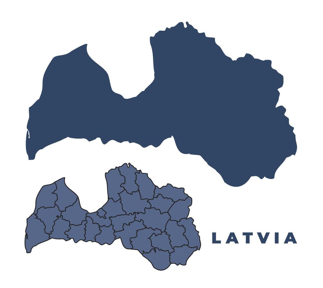 Latvia flat and outline map set vector