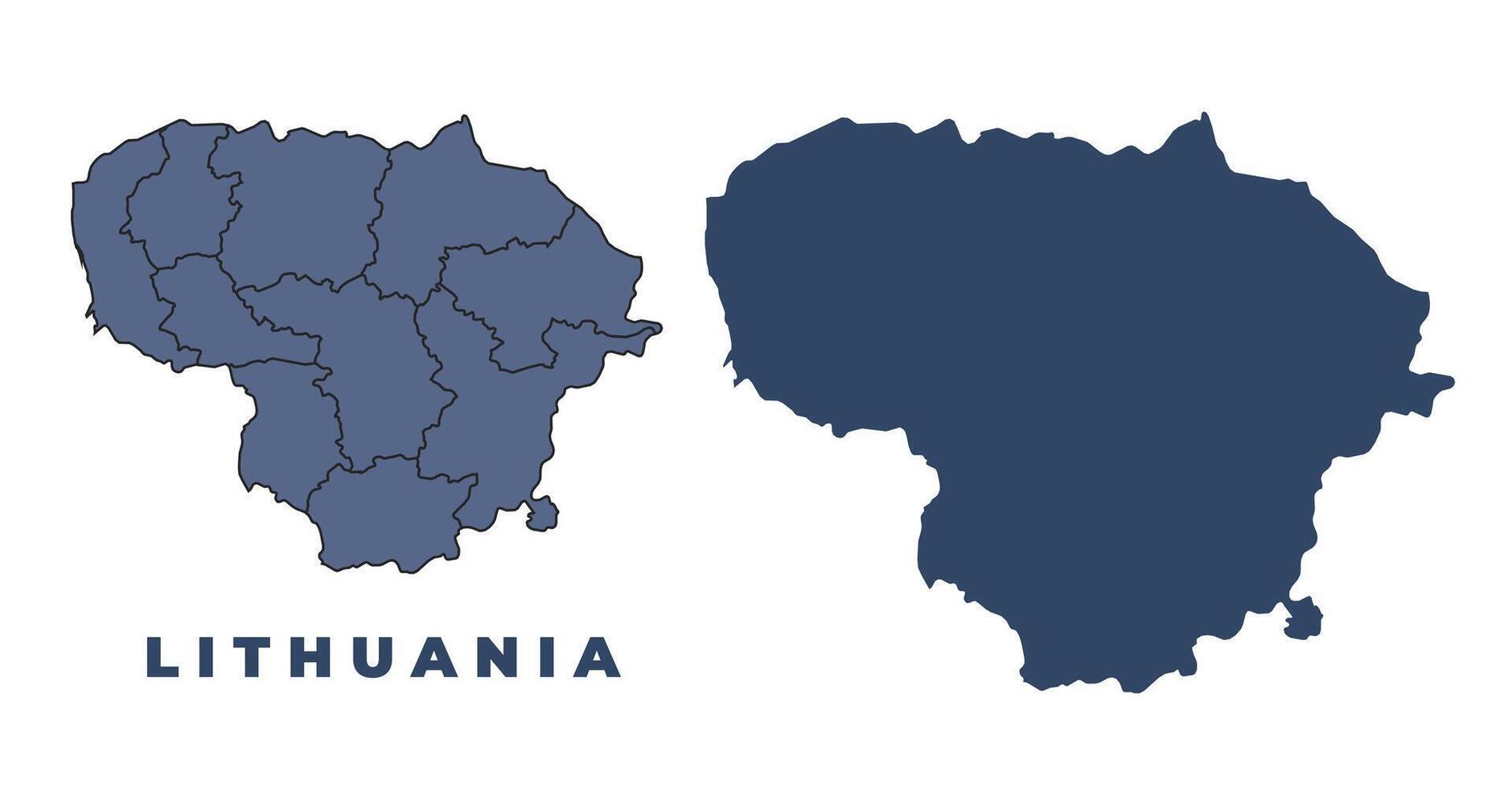 Lithuania flat and outline map set vector