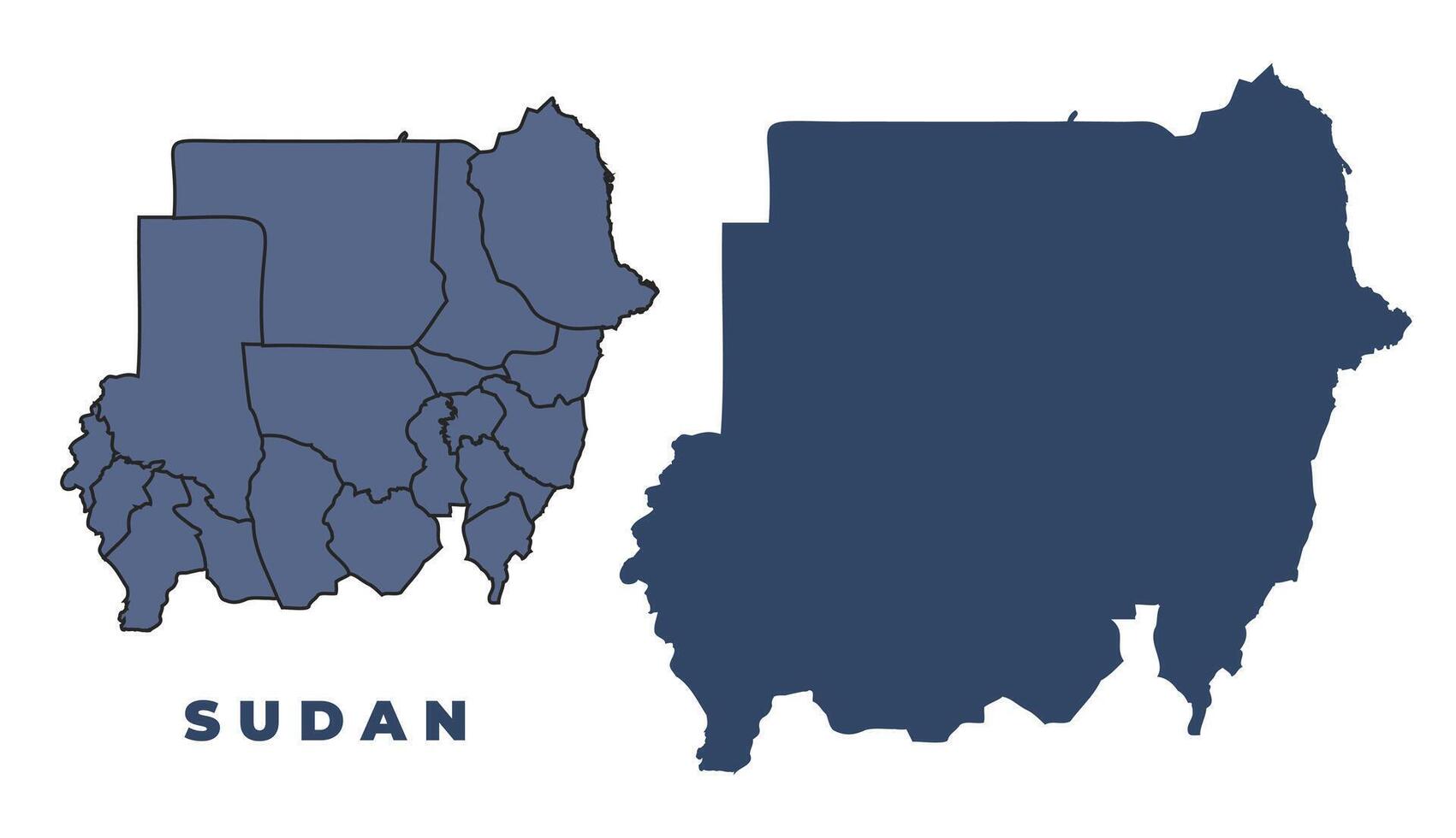 Sudan flat and outline map set vector