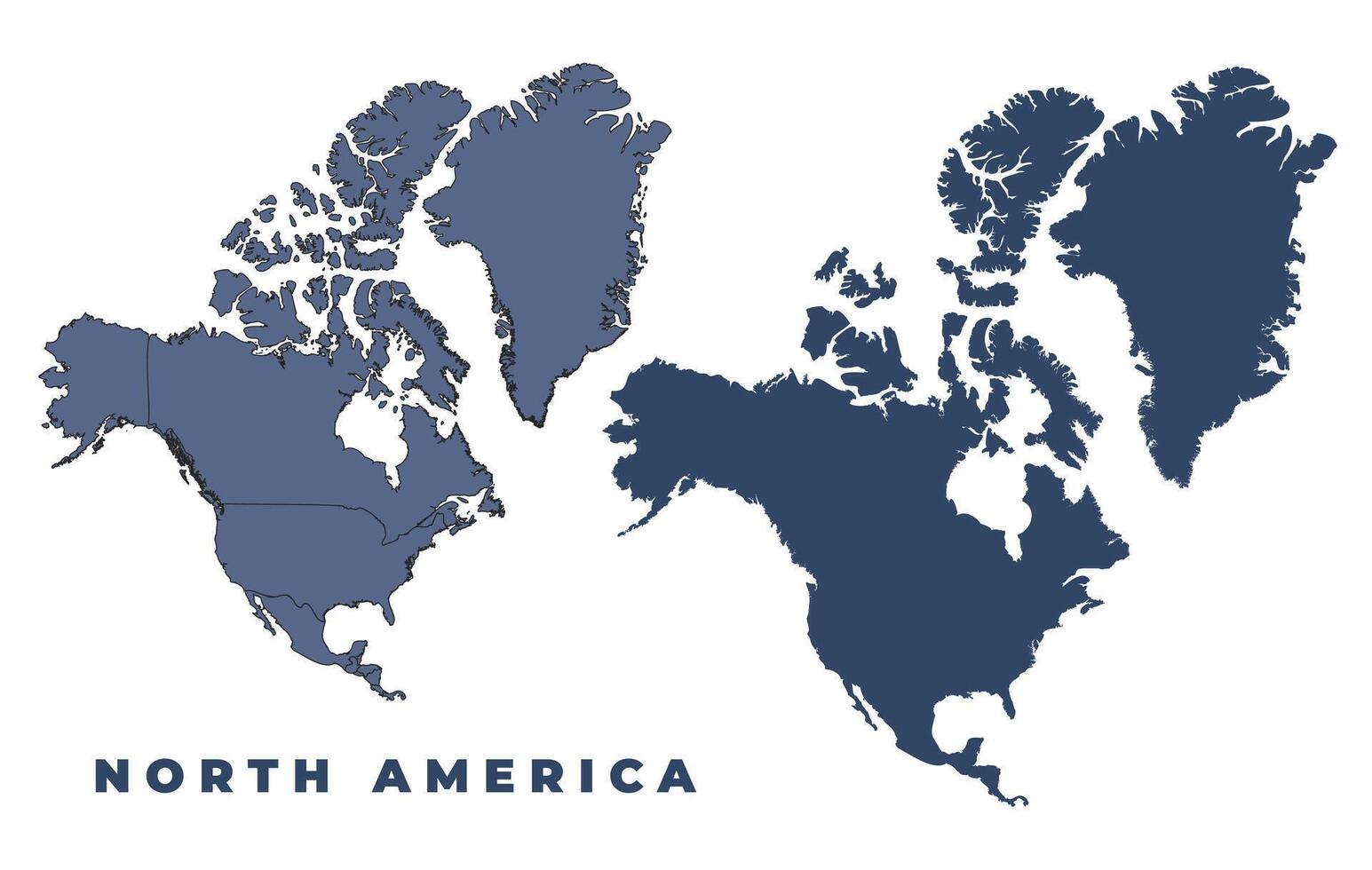 North America flat and outline map set vector