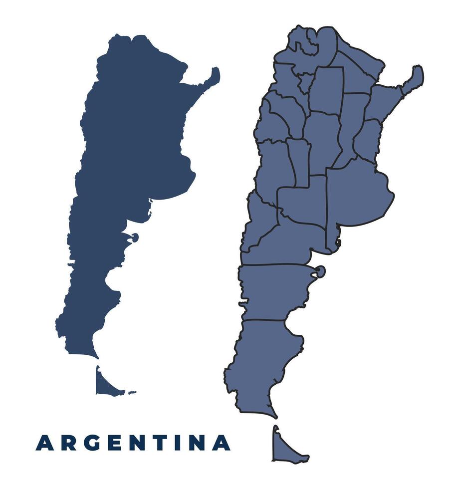 Argentina flat and outline map set vector
