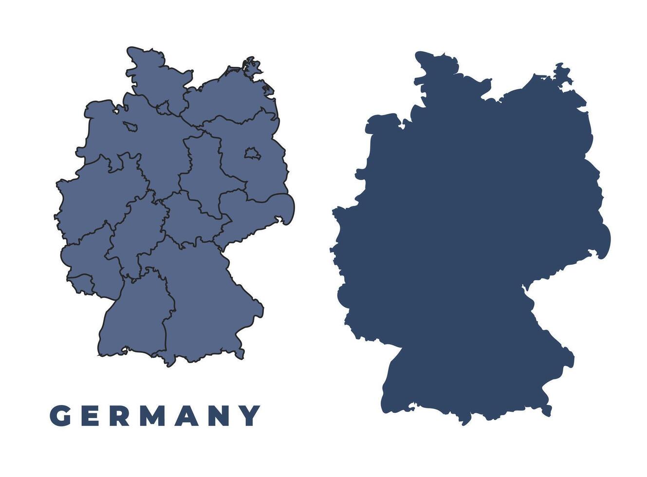 Germany flat and outline map set vector