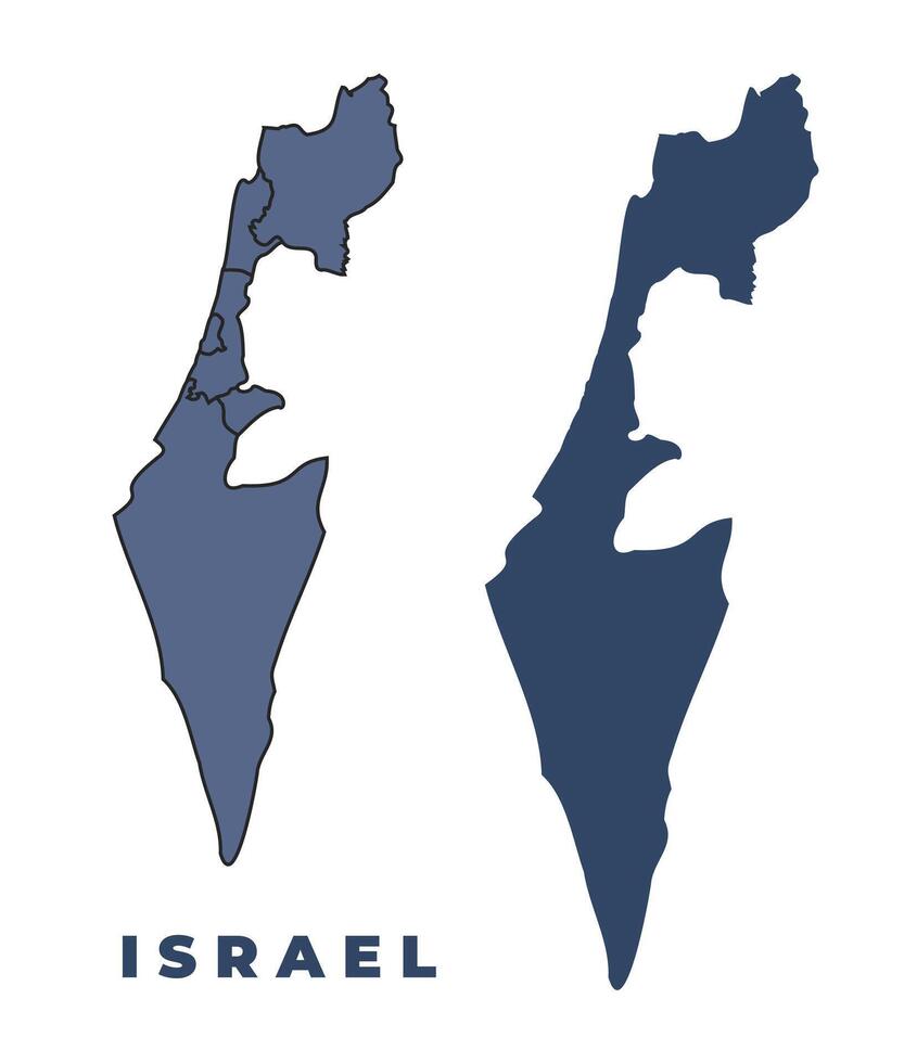 Israel flat and outline map set vector