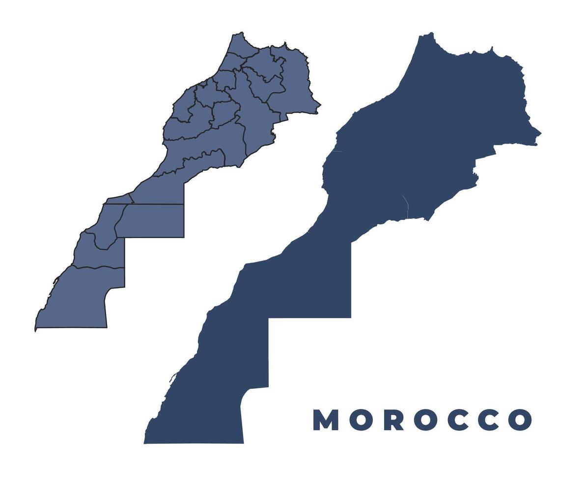 Morocco flat and outline map set vector