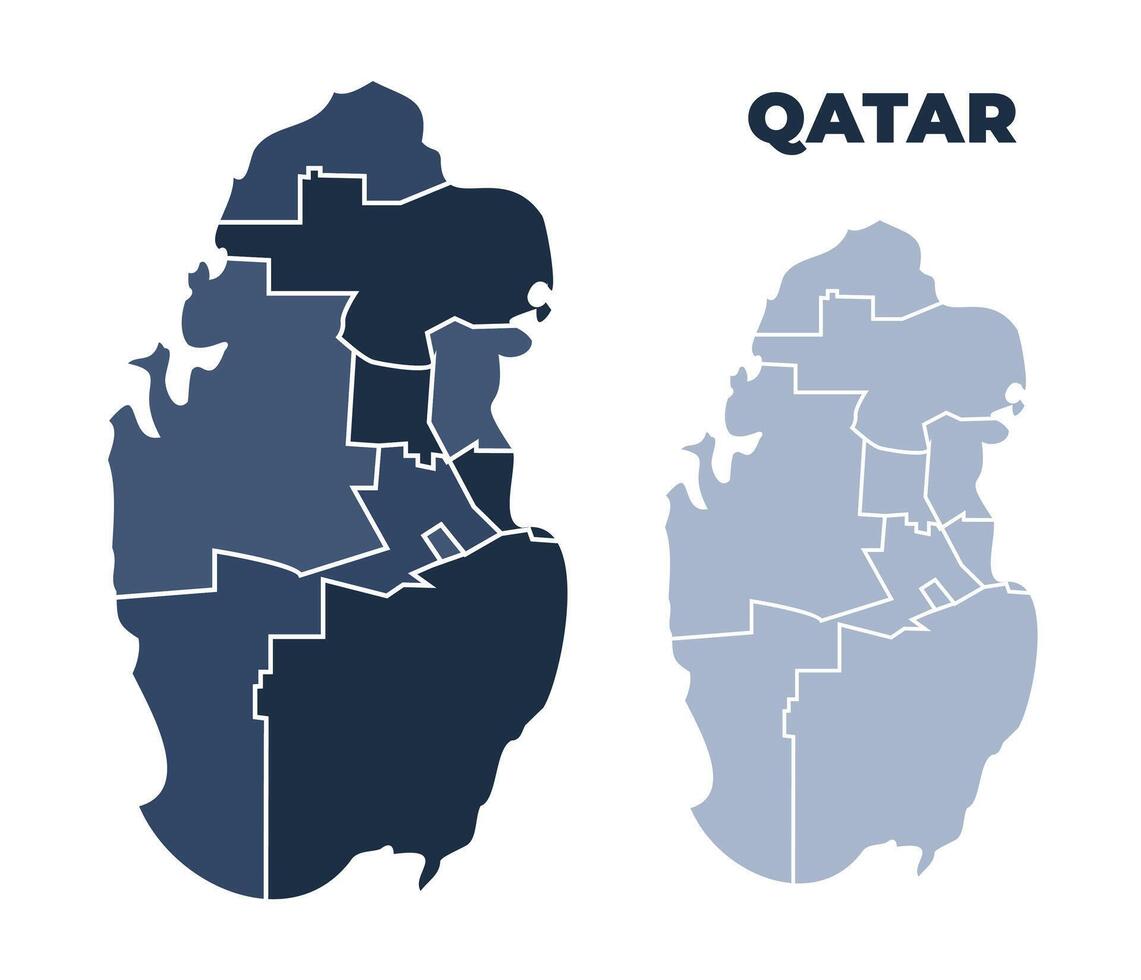 Qatar political map with states border outline vector