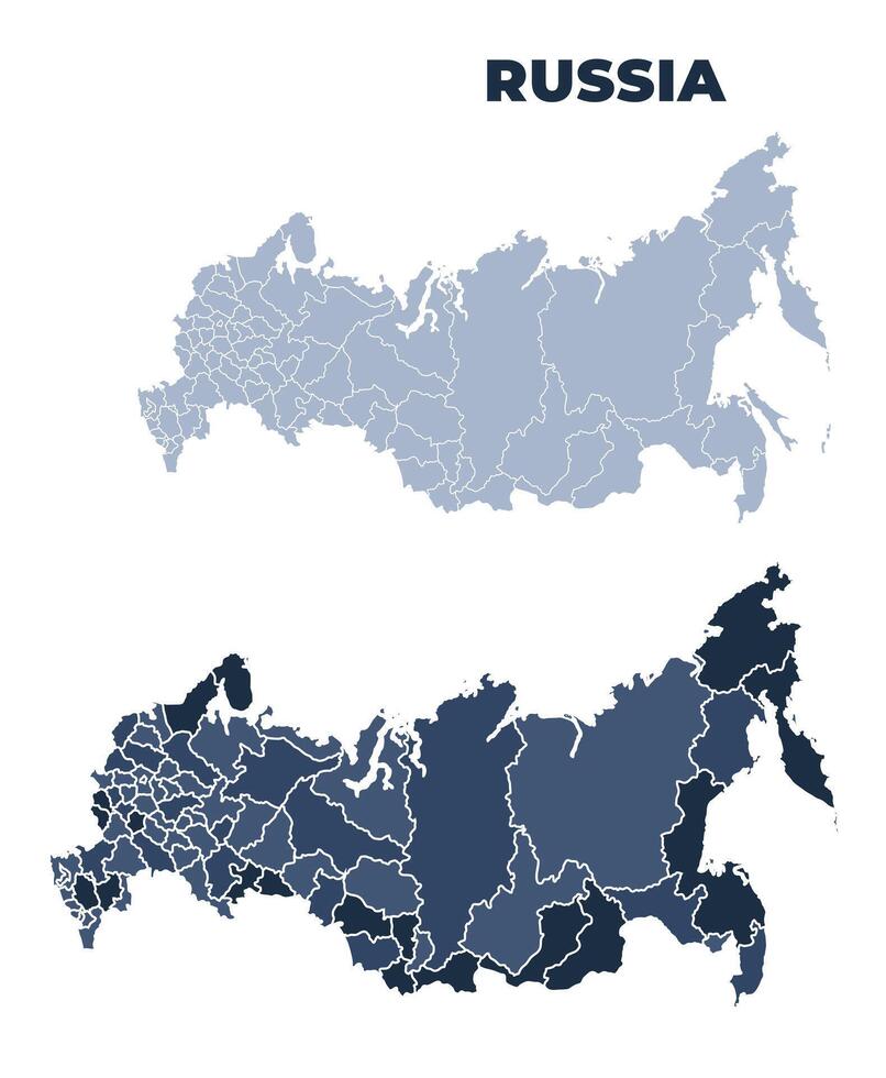 Russia political map with states border outline vector