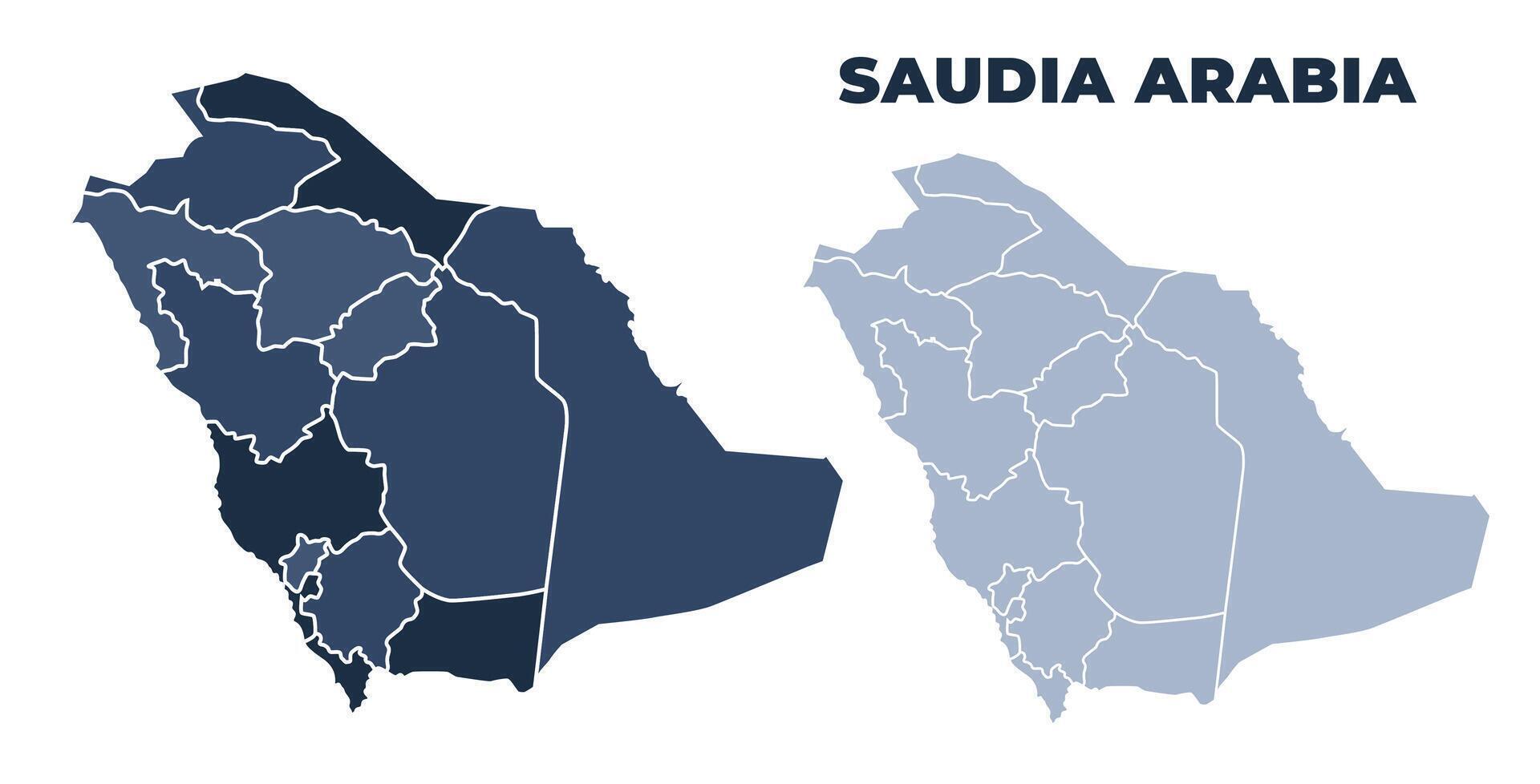 Saudi Arabia political map with states border outline vector