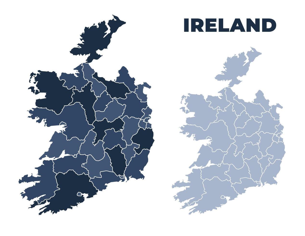 Ireland political map with states border outline vector