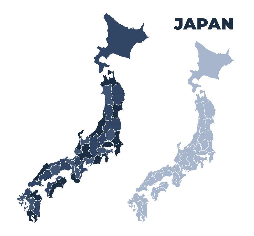 Japan political map with states border outline vector