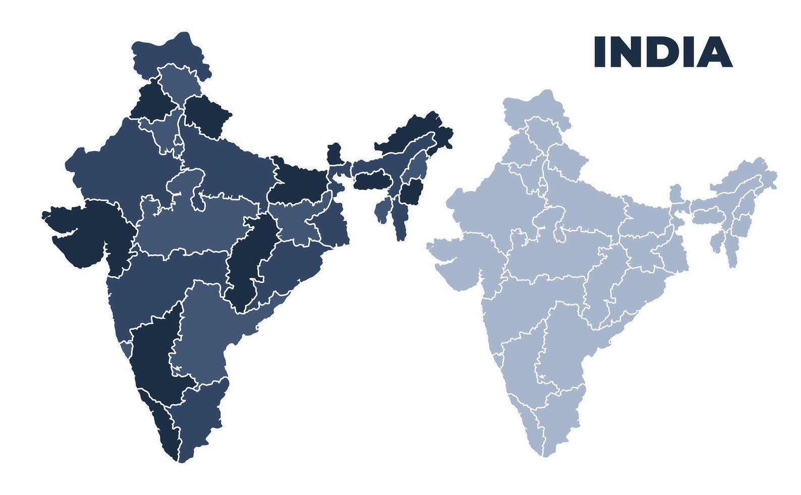 India political map with states border outline vector