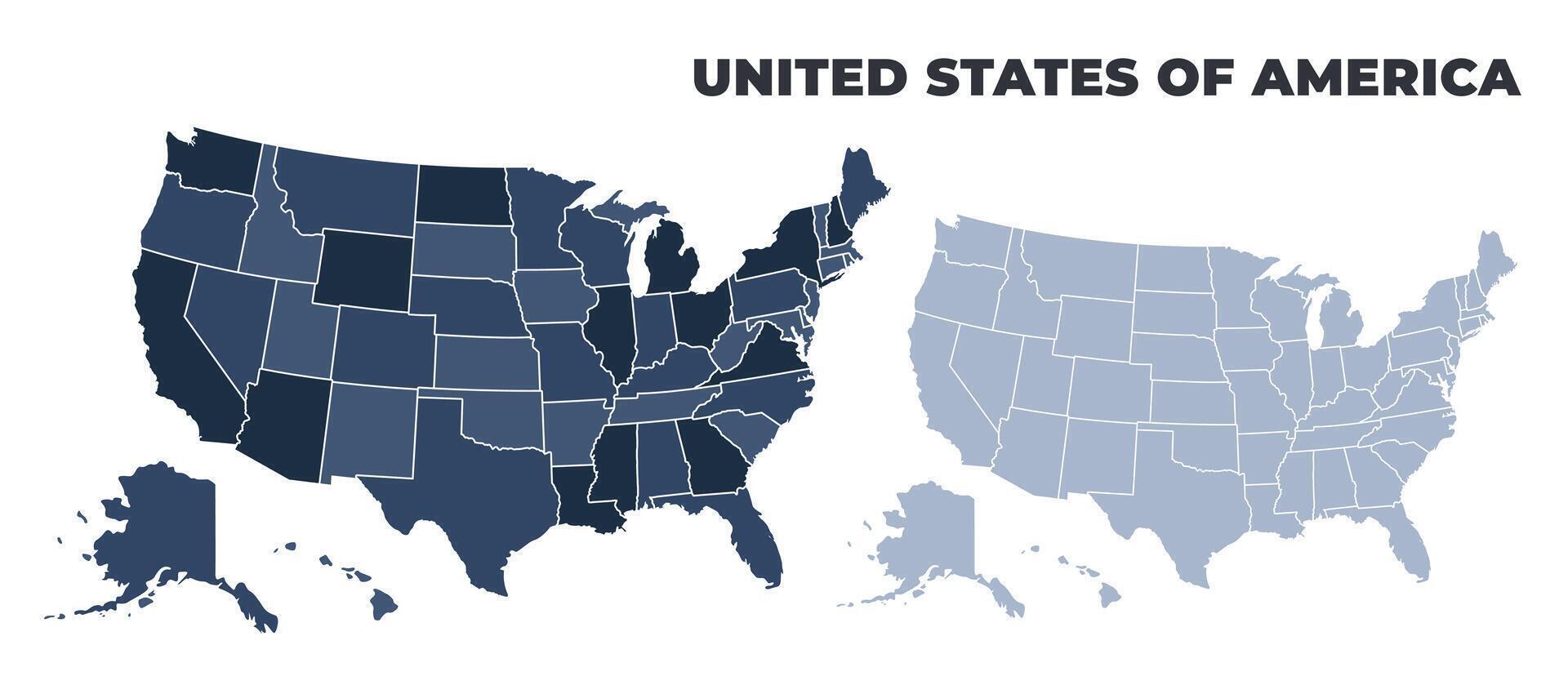 United States Of America political map with states border outline vector