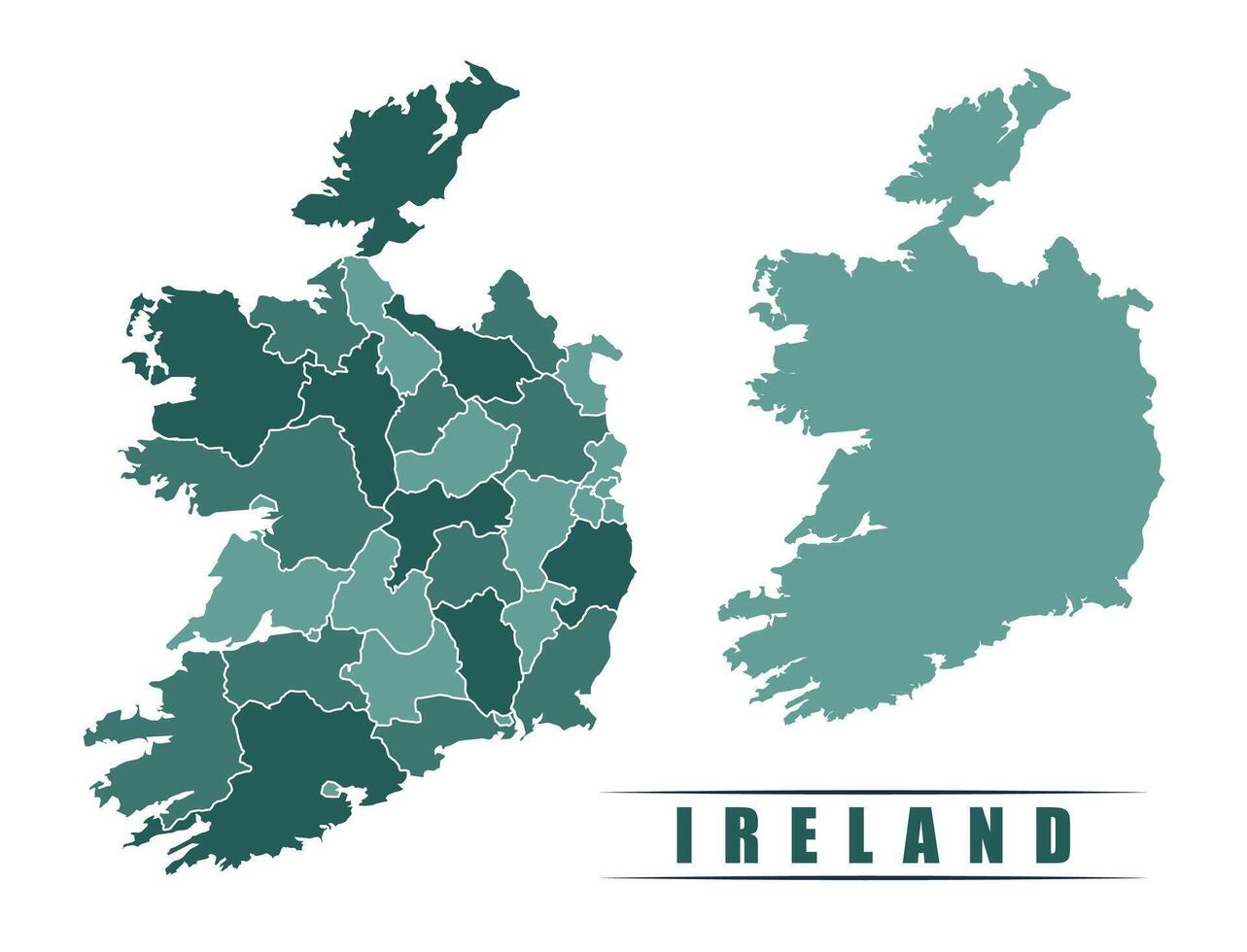 Ireland simple flat political map with states border vector
