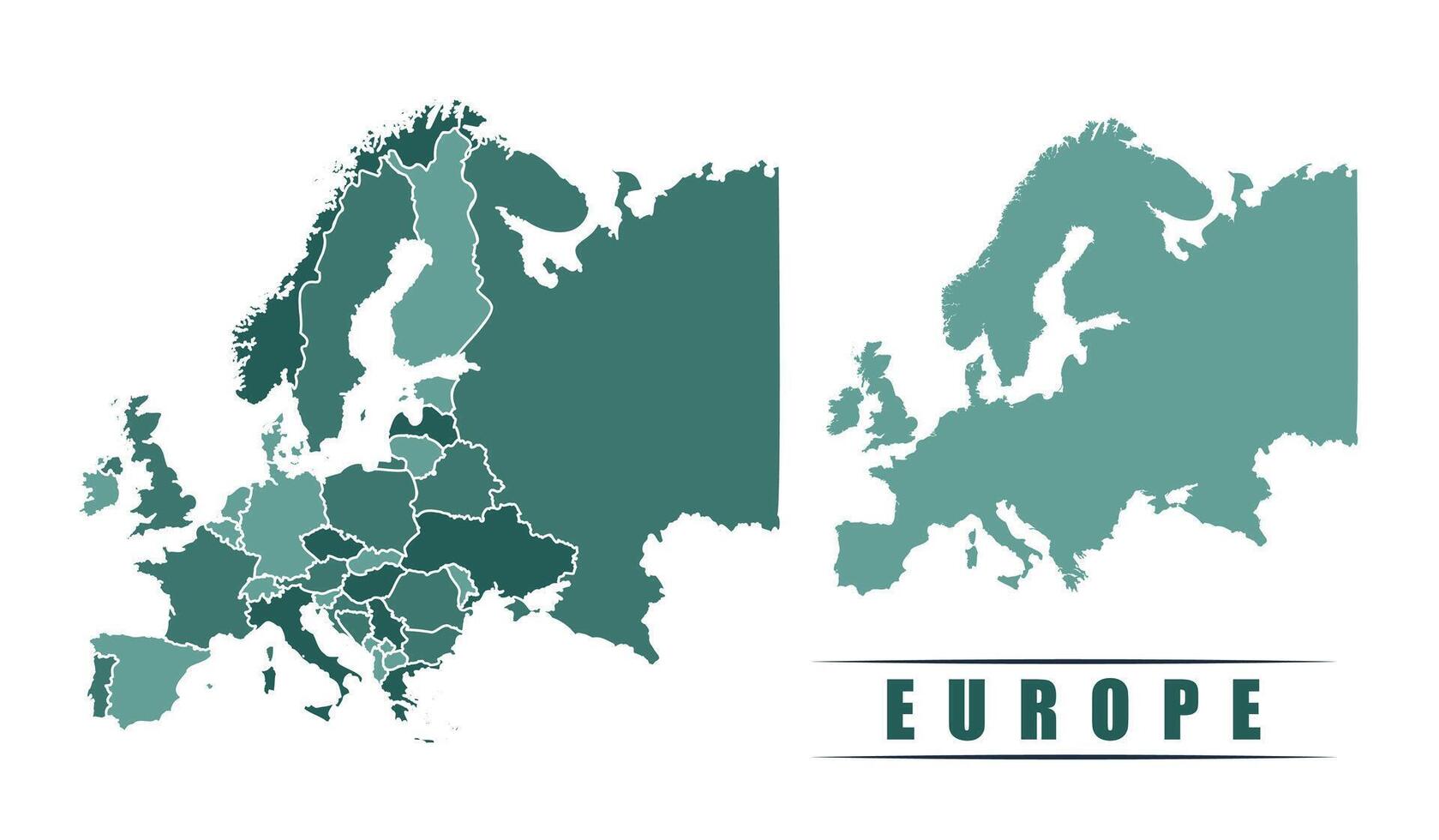 Europe simple flat political map with states border vector