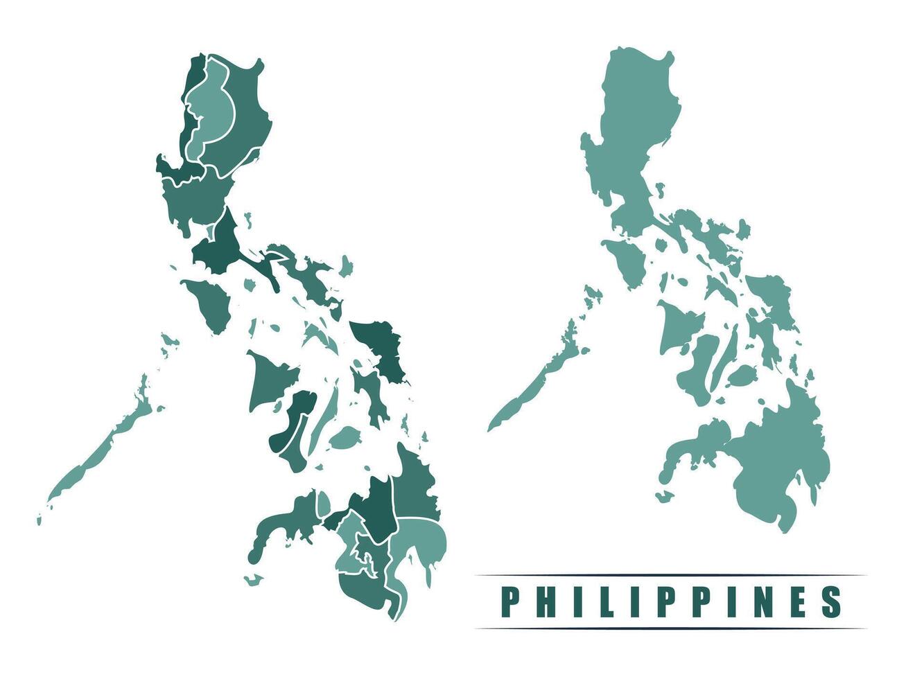 Philippines simple flat political map with states border vector
