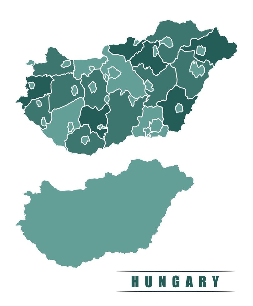 Hungary simple flat political map with states border vector
