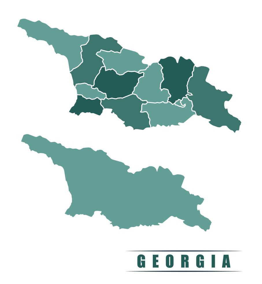 Georgia simple flat political map with states border vector