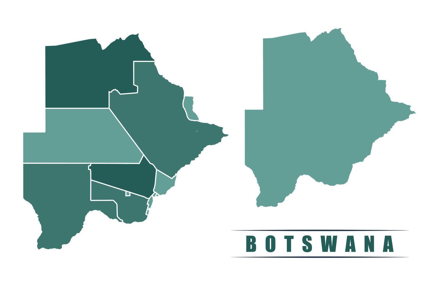 Botswana simple flat political map with states border vector