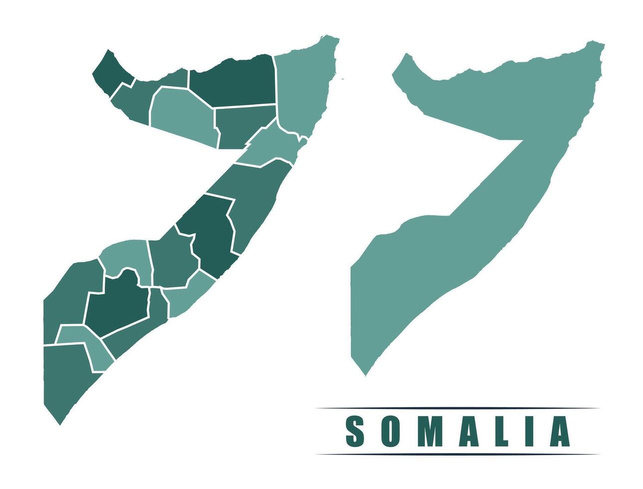 Somalia simple flat political map with states border vector