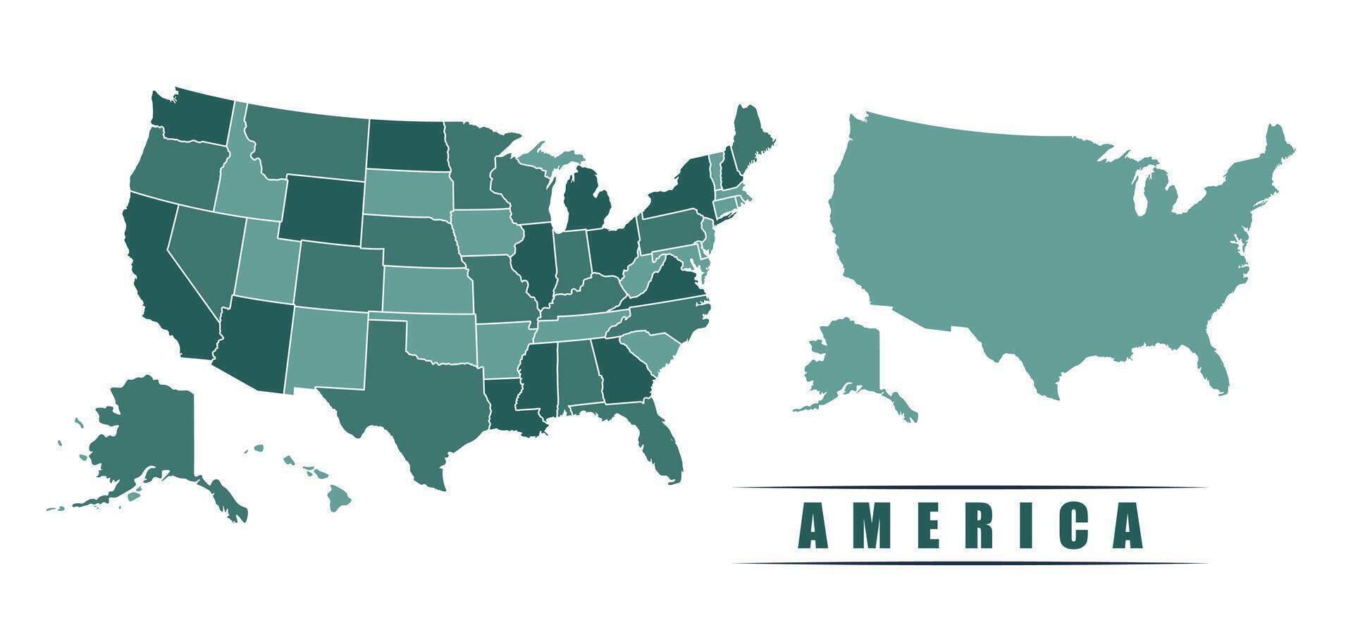 United States Of America simple flat political map with states border vector