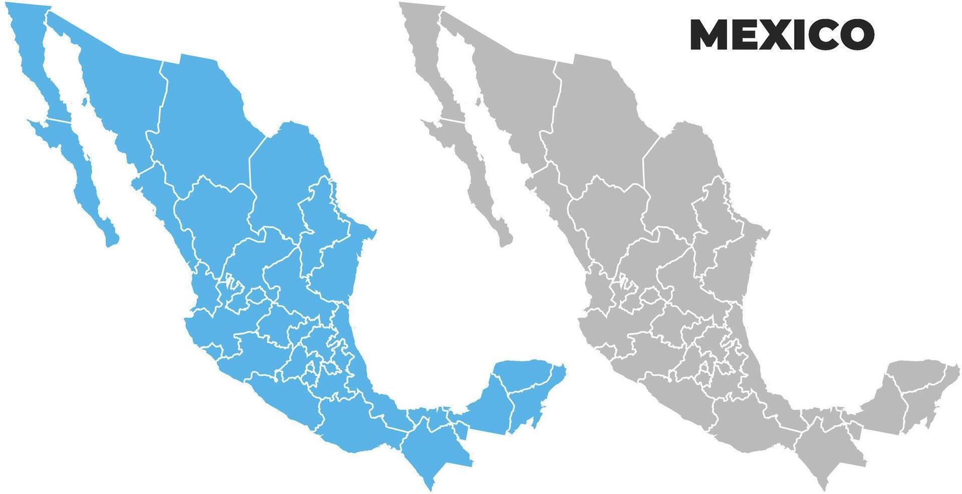 Mexico simple maps flat illustration vector