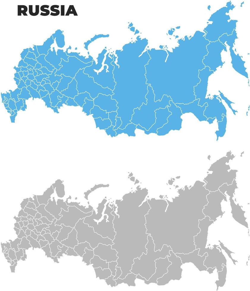 Russia simple maps flat illustration vector