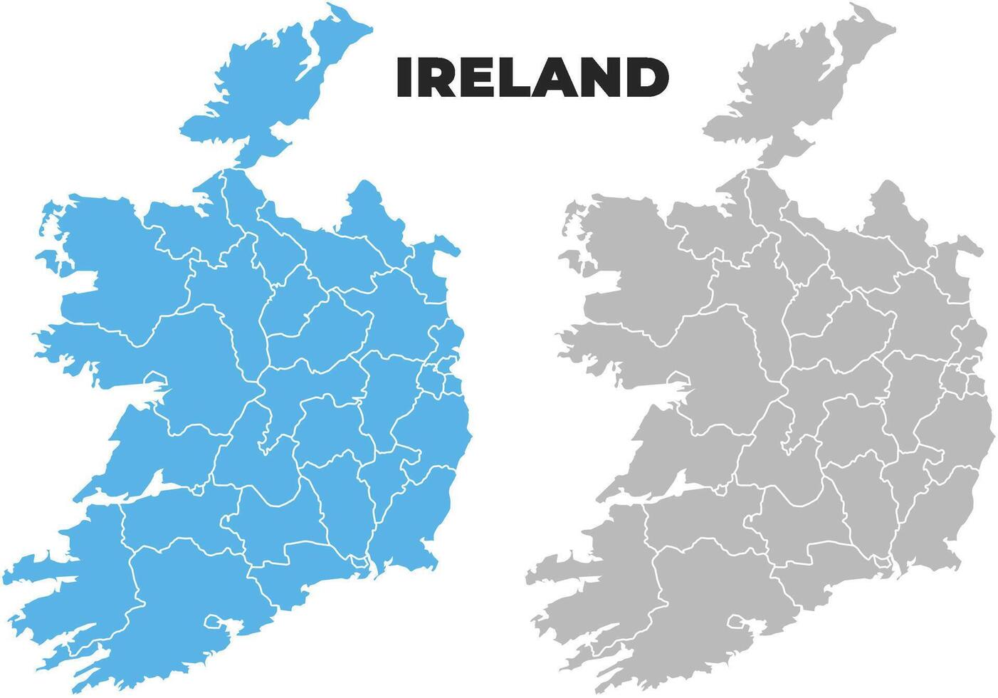Ireland simple maps flat illustration vector