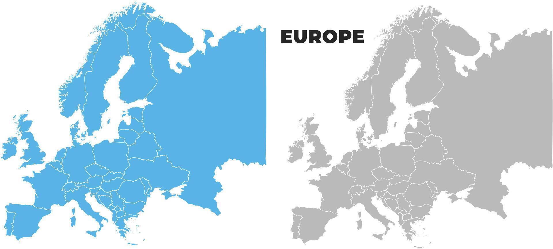 Europe simple maps flat illustration vector