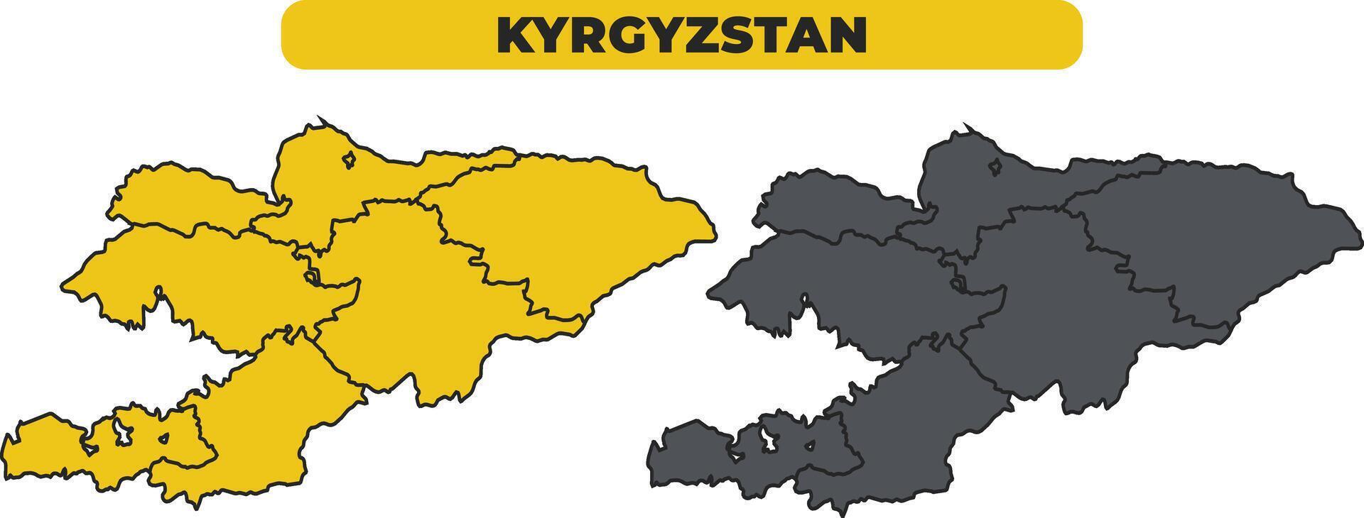 Kyrgyzstan outline illustration map set vector