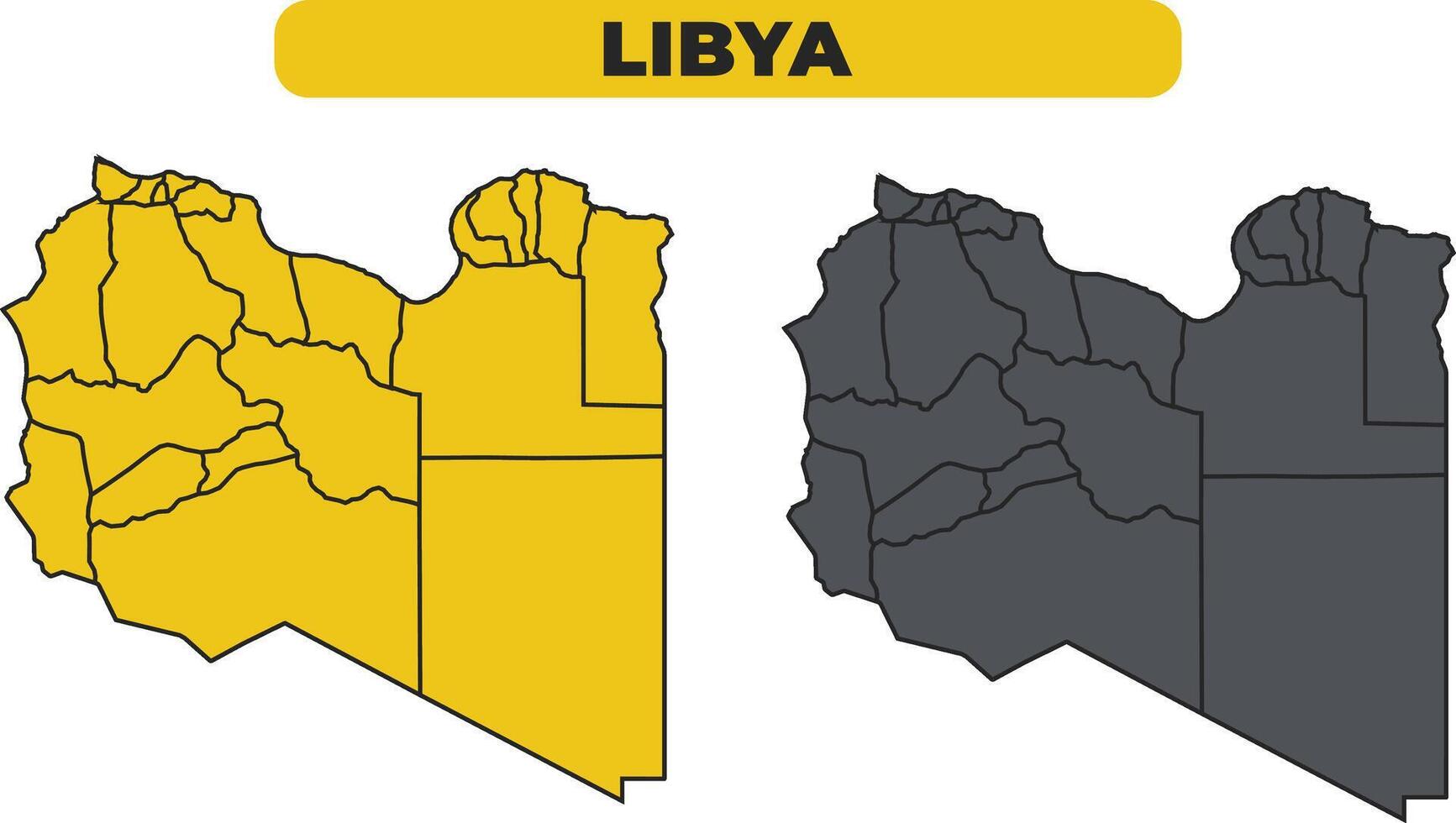Libya outline illustration map set vector