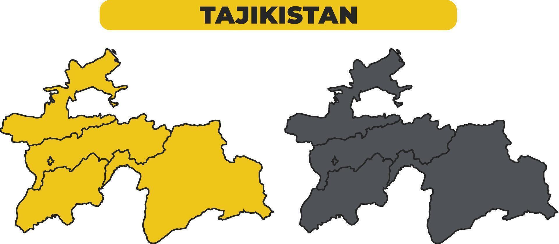 Tajikistan outline illustration map set vector