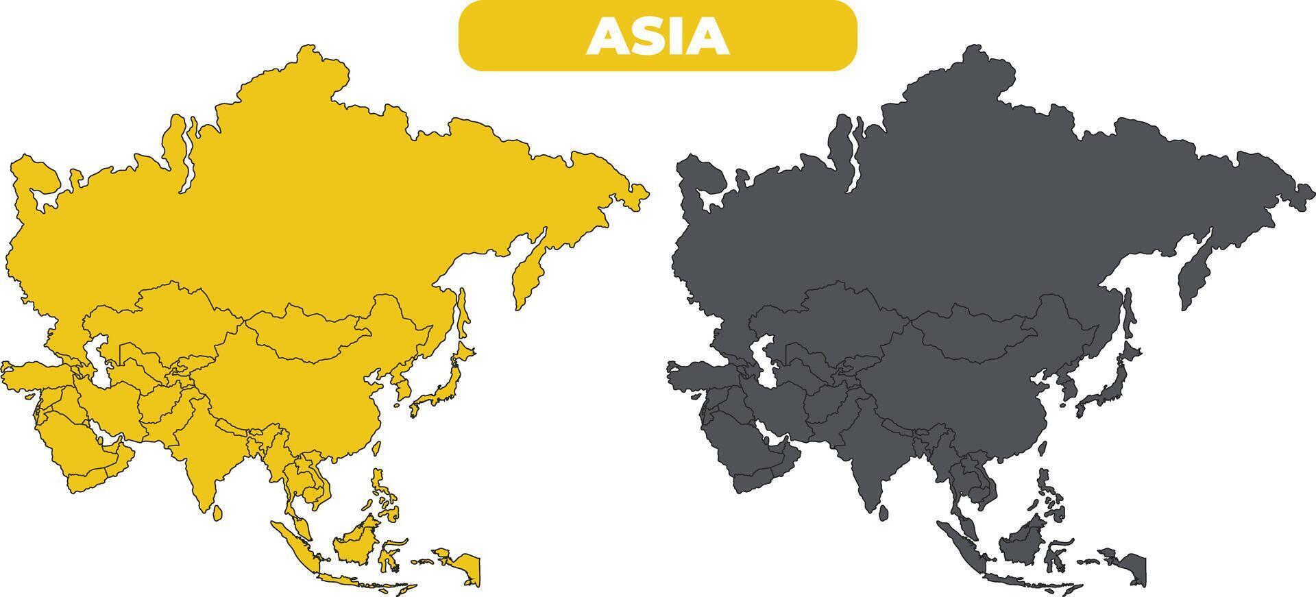Asia outline illustration map set vector
