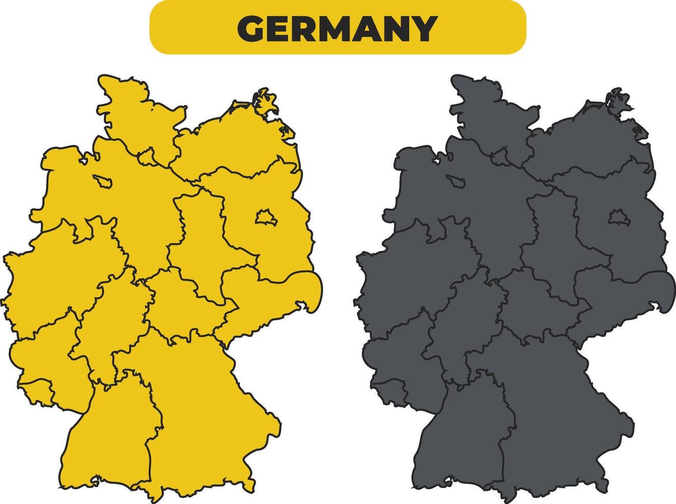 Germany outline illustration map set vector