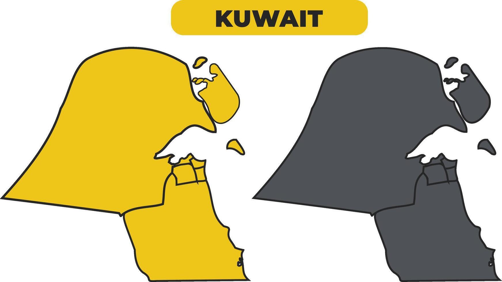 Kuwait outline illustration map set vector